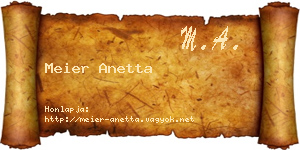 Meier Anetta névjegykártya